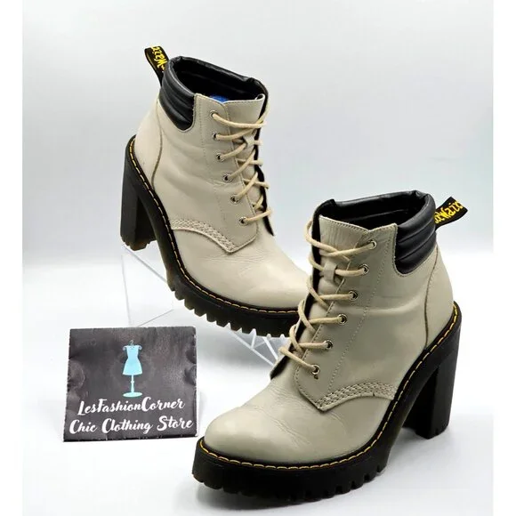 Dr. Martens Women's Beige Persephone Buttero Lace-Up Ankle Boot Size 6 2833 - Picture 12 of 16